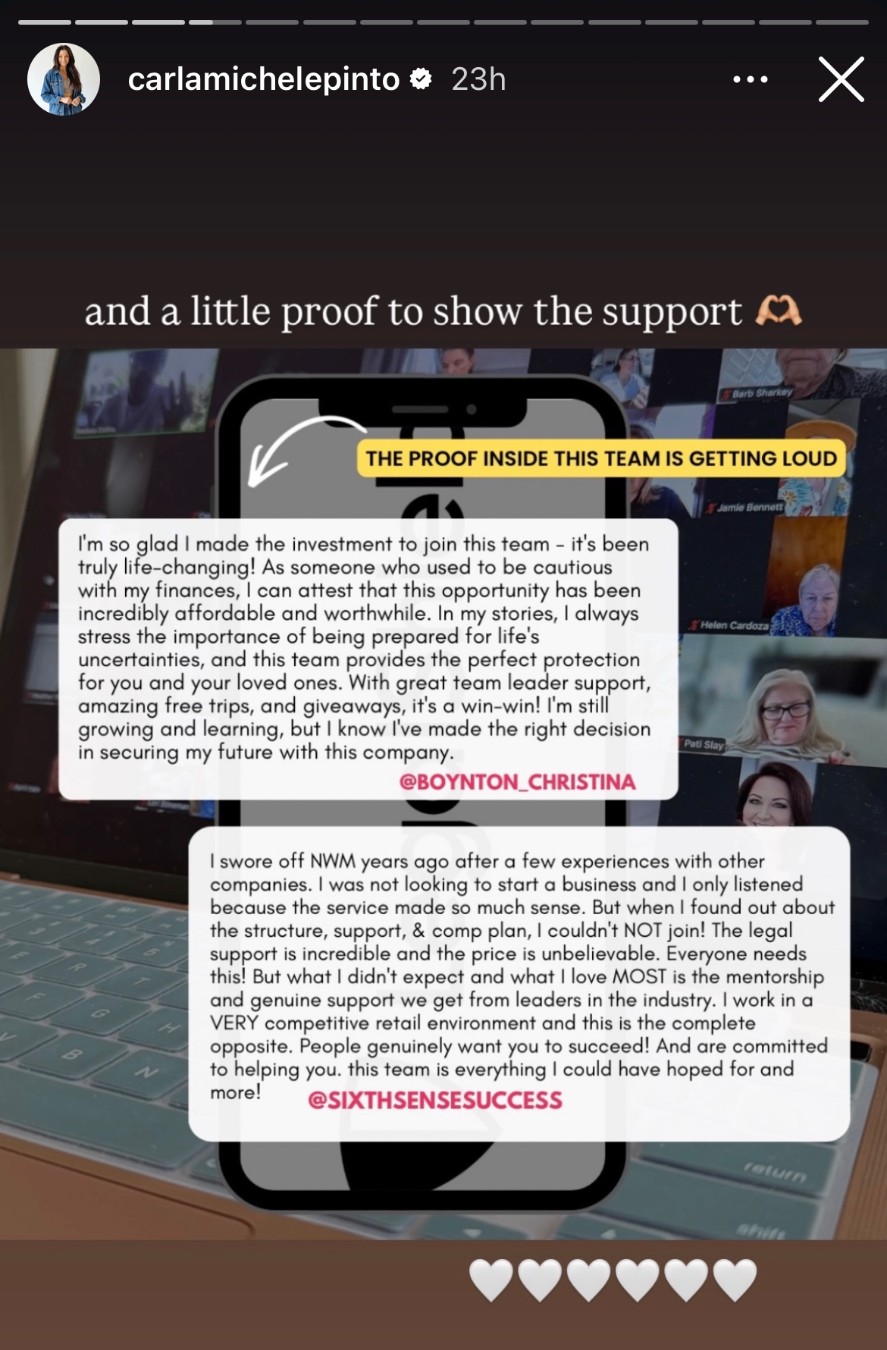 Two team testimonials about support, structure, mentorship, and training