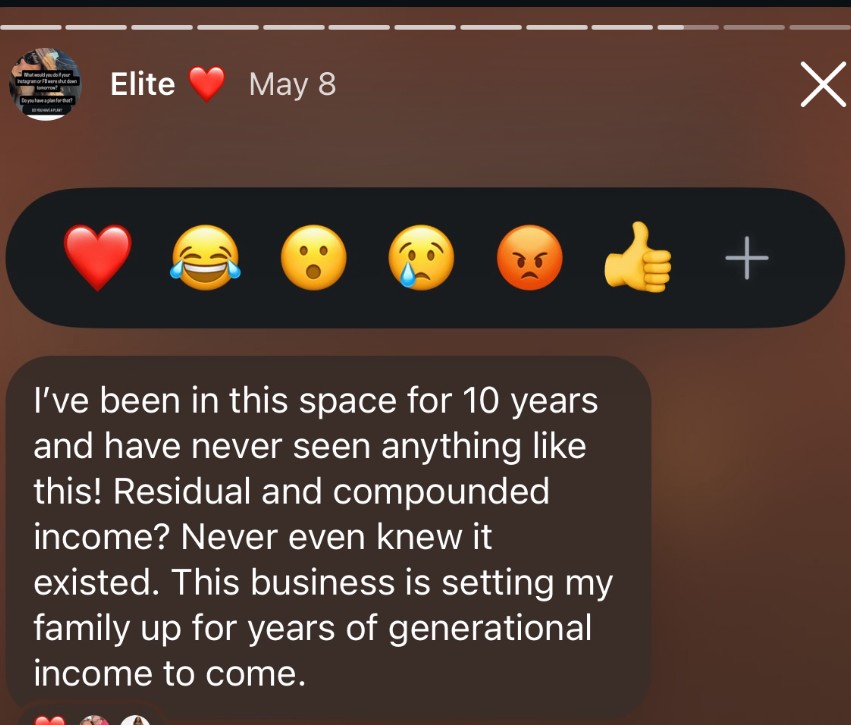 Testimonial about residual and compounded income potential
